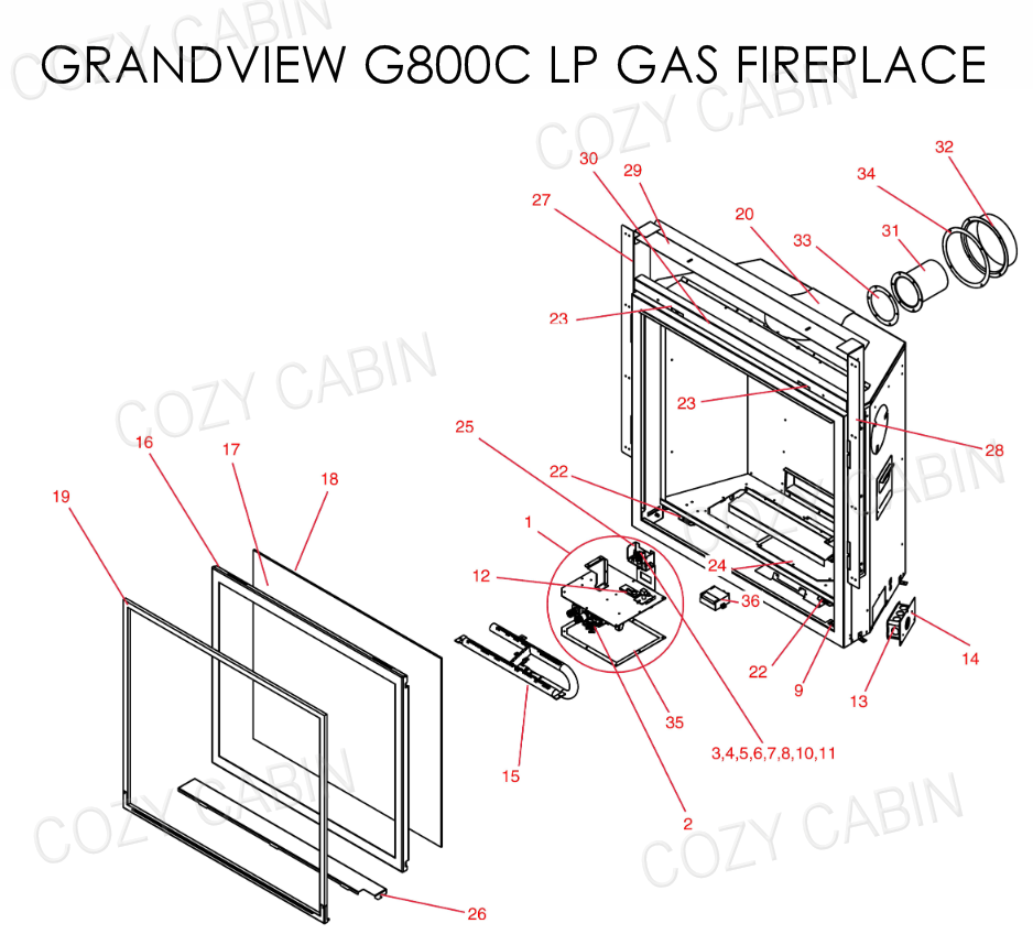 Grandview Medium Direct Vent Propane Gas Fireplace (G800C-LP) #G800C-LP